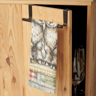 Farm Lambs Vintage Pattern  Kitchen Towel