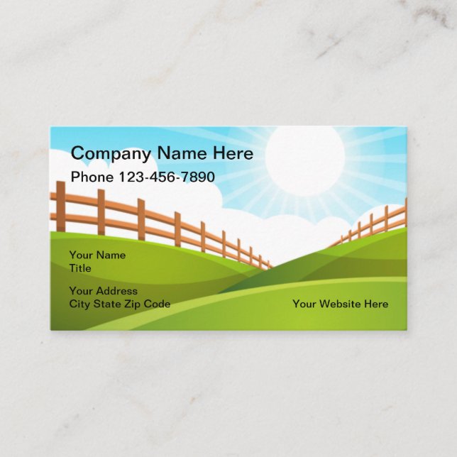 Farm Land Sunny Sky Business Card (Front)