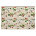 Farm Land Tan Scenic Pattern Fabric