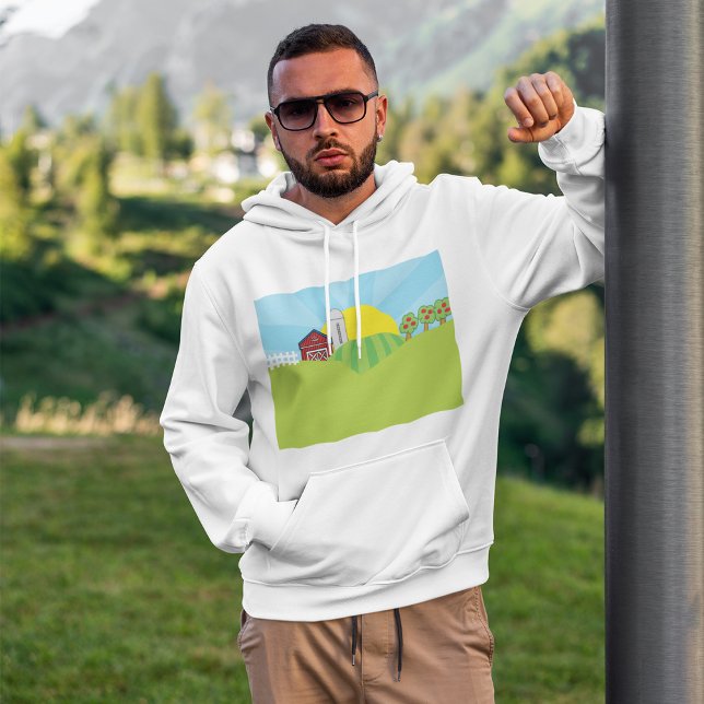 Farm Landscape Red Barn Silo Apple Trees Hoodie (Creator Uploaded)