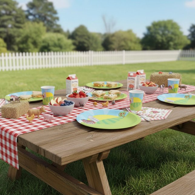 Farm Landscape Red Barn Silo Apple Trees Paper Plates (Creator Uploaded)