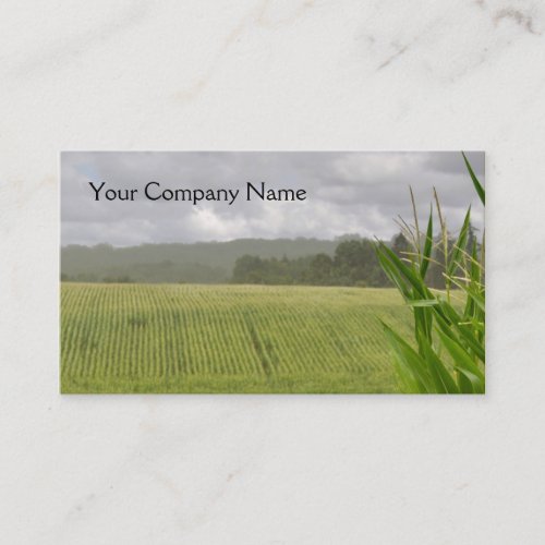 Farm landscape with maize fields business card