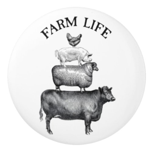 Farm Life Animals Ceramic Knob
