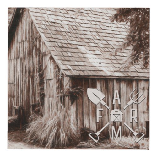 Farm Life Antique Barn Faux Canvas Print