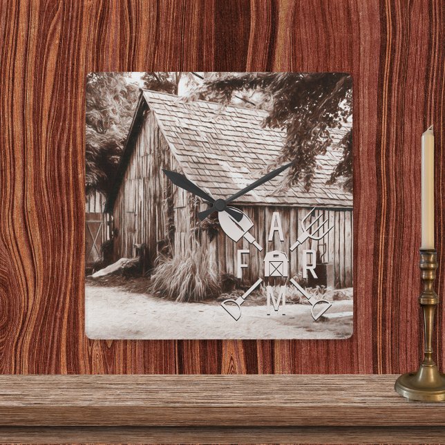 Farm Life Antique Barn Square Wall Clock (Creator Uploaded)