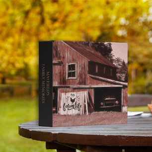 Farm Life Antique Red Barn Family Scrapbook 3 Ring Binder