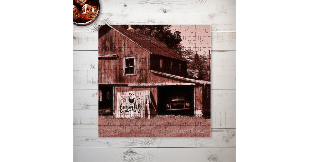 Farm Life Antique Red Barn Jigsaw Puzzle | Zazzle