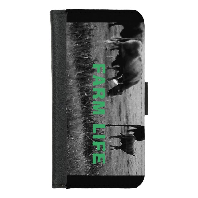 Farm life, cow family iPhone wallet case (Front)