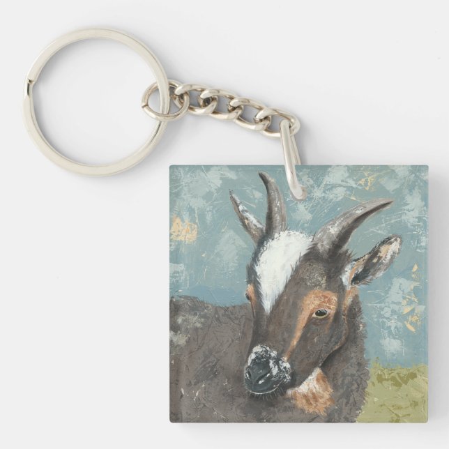Farm Life-Grey Goat Keychain (Front)