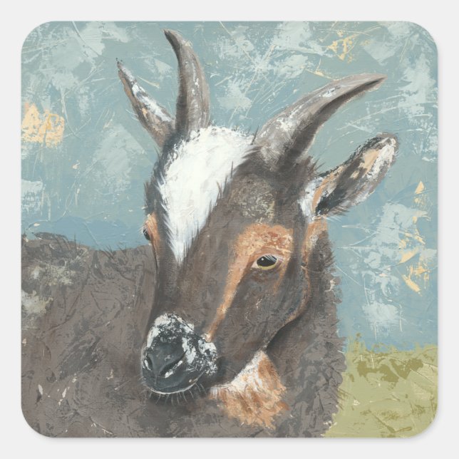 Farm Life-Grey Goat Square Sticker (Front)