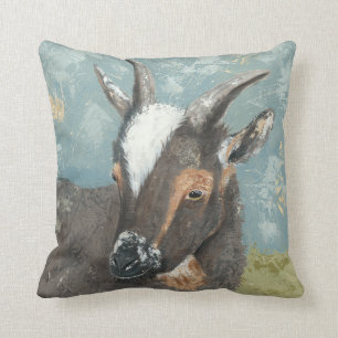Farm Life-Grey Goat Throw Pillow