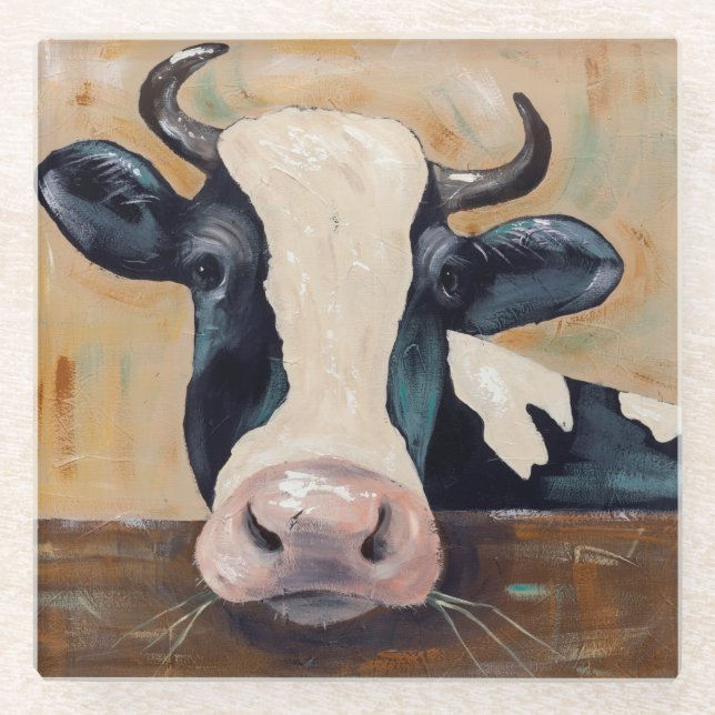 Farm Life - Gunther the Cow Glass Coaster (Front)