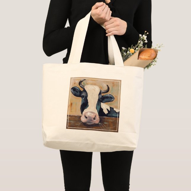 Farm Life - Gunther the Cow Large Tote Bag (Front (Product))