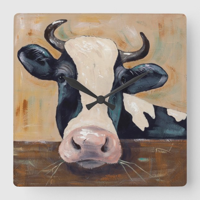 Farm Life - Gunther the Cow Square Wall Clock (Front)
