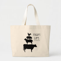 Farm Life Is A Good Life With Animals Large Tote Bag