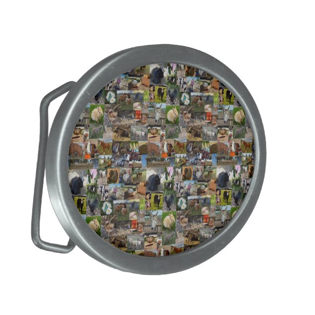 Farm Life Photo Collage,  Belt Buckle (Front Left)