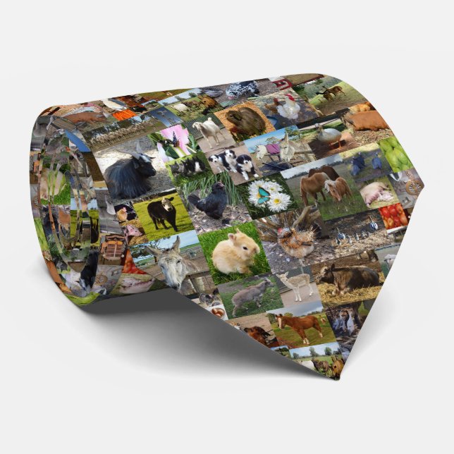 Farm Life Photo Collage, Neck Tie (Rolled)