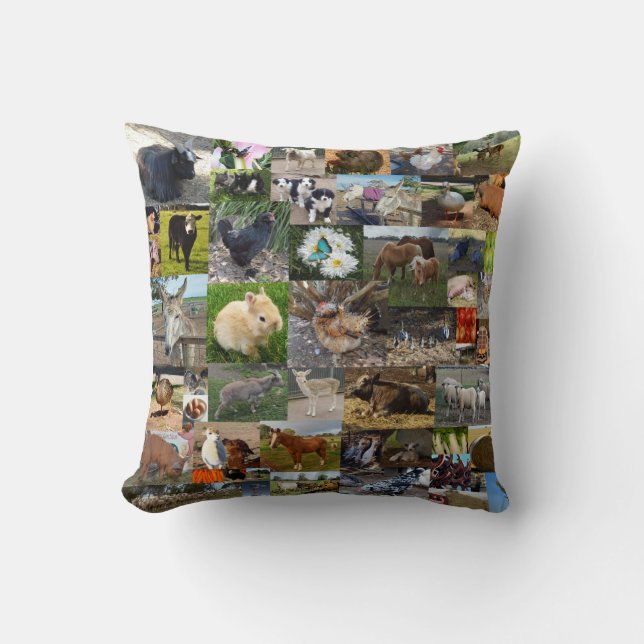 Farm Life Photo Collage,   Throw Pillow (Front)