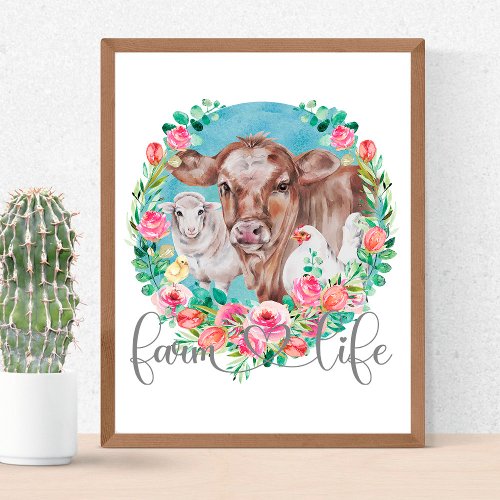 Farm Life Quote Family Homestead Chicken Cows Lamb Poster