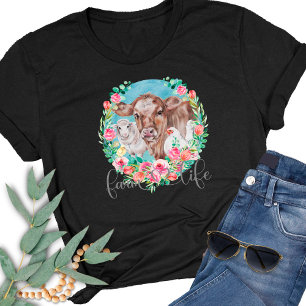Farm Life Quote Family Homestead Chicken Cows Lamb T-Shirt