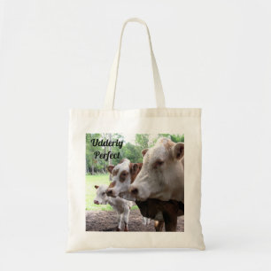 Farm Life Tote Featuring Cows and Calf Personalize Bag