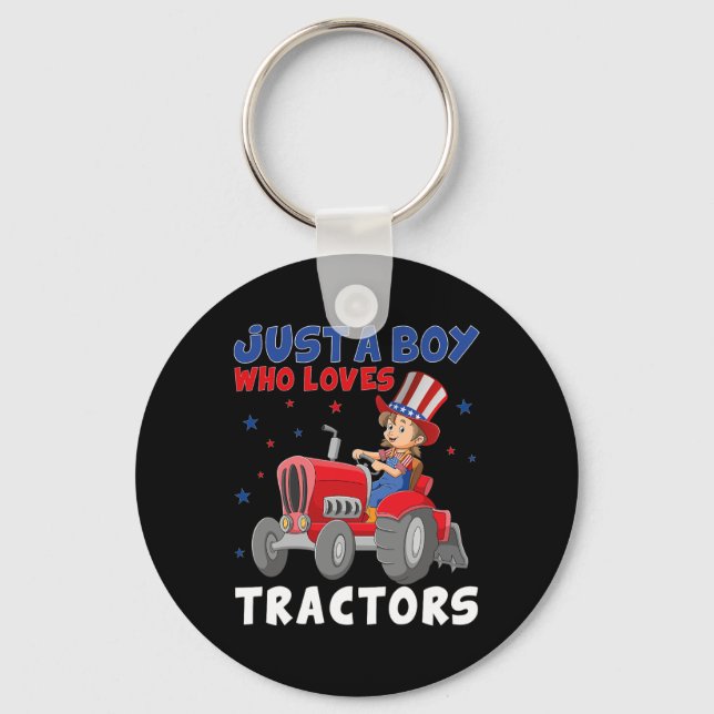 Farm Lifestyle 4th July Just A Boy Who Loves Tract Keychain (Front)