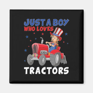 Farm Lifestyle 4th July Just A Boy Who Loves Tract Magnet