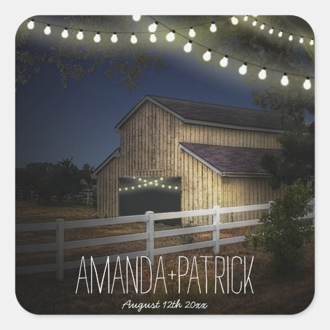 Farm Lights Rustic Barn Wedding Favors Seals (Front)