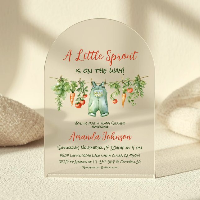 Farm Little Sprout Clothesline Baby Shower Arch Acrylic Invitations (Creator Uploaded)