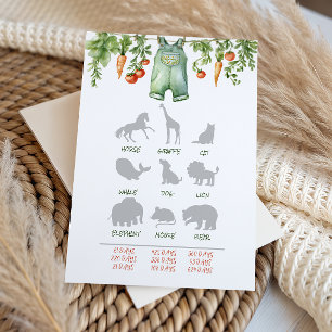 Farm Little Sprout Clothesline Baby Shower Game Note Card