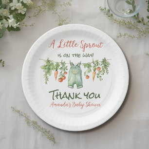 Farm Little Sprout Green Clothesline Baby Shower Paper Plates