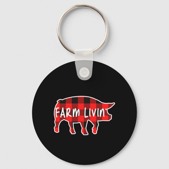 Farm Livin Pig Famer Pig Animals Animal Field Gift Keychain (Front)
