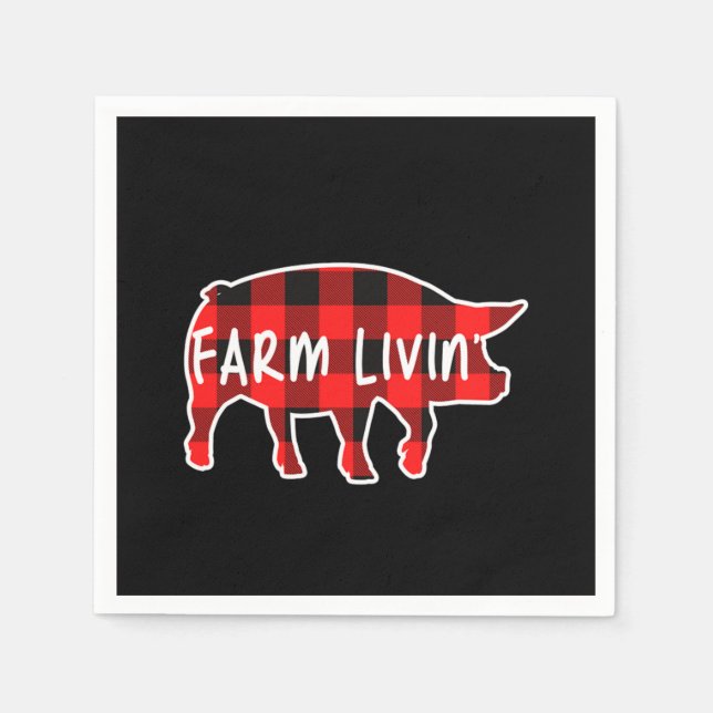 Farm Livin Pig Famer Pig Animals Animal Field Gift Napkins (Front)