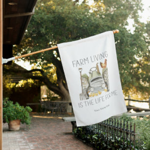 Farm Living Is The Life For Me Watercolor Chickens House Flag