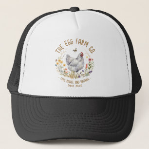 Farm Logo Hat Watercolor Grey Hen Wildflower Cap