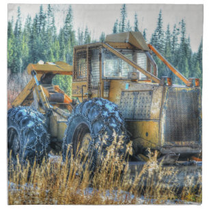 Farm Machinery, Tractor, Back-Hoe, Farm Vehicle Cloth Napkin