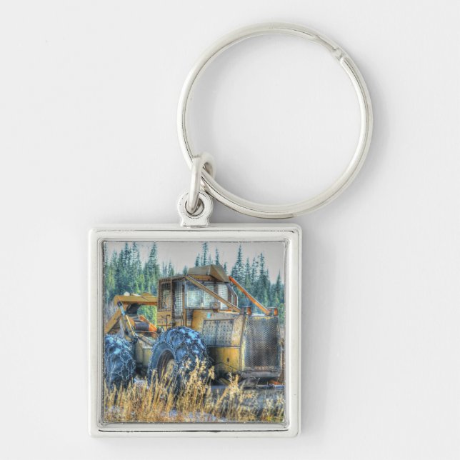 Farm Machinery, Tractor, Back-Hoe, Farm Vehicle Keychain (Front)