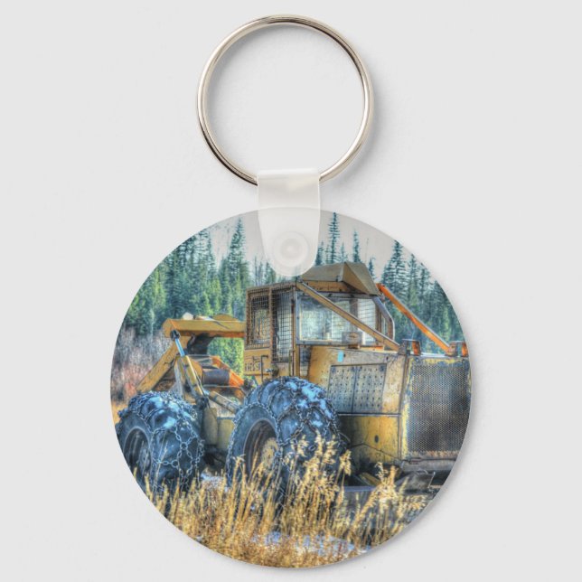 Farm Machinery, Tractor, Back-Hoe, Farm Vehicle Keychain (Front)