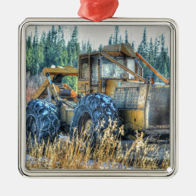 Farm Machinery, Tractor, Back-Hoe, Farm Vehicle Metal Ornament (Front)