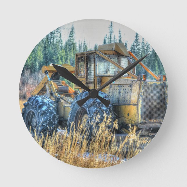 Farm Machinery, Tractor, Back-Hoe, Farm Vehicle Round Clock (Front)