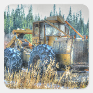 Farm Machinery, Tractor, Back-Hoe, Farm Vehicle Square Sticker