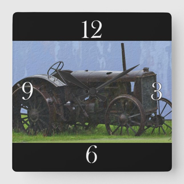 Farm Machinery, Tractor, Back-Hoe, Farm Vehicle Square Wall Clock (Front)