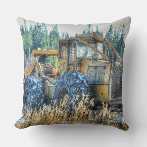 Farm Machinery Tractor Back_Hoe Farm Vehicle Throw Pillow