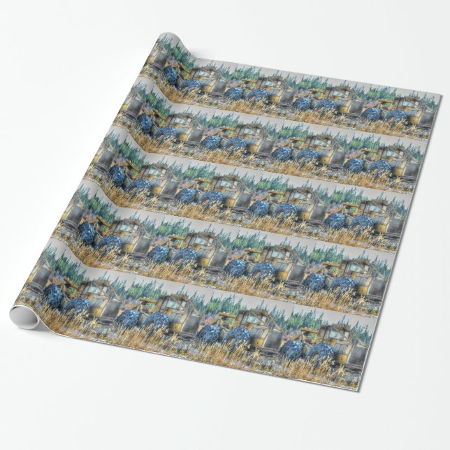 Farm Machinery, Tractor, Back-Hoe, Farm Vehicle Wrapping Paper (Unrolled)