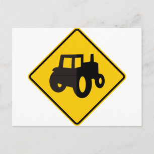 Farm Machinery Traffic Highway Sign Postcard