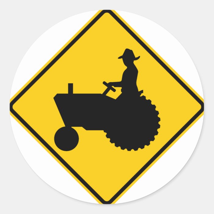 Farm Machinery Traffic Highway Sign Round Stickers