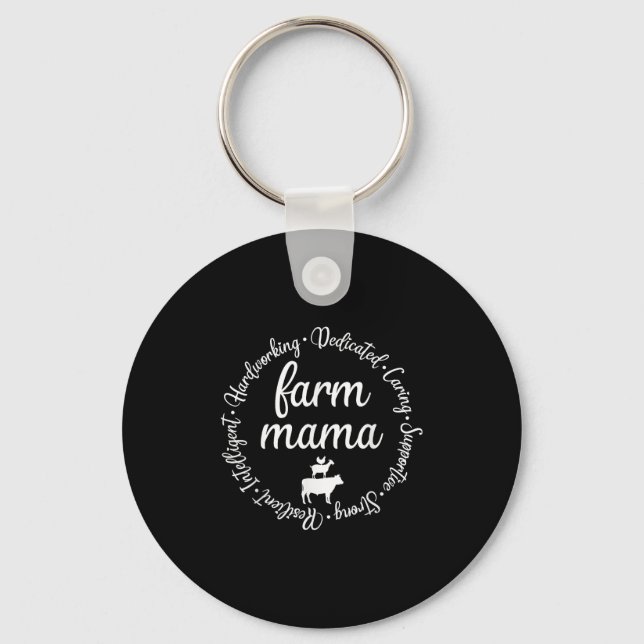 Farm Mama Hardworking Dedicated Goat Chicken G Cow Keychain (Front)