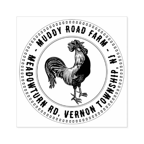 Farm Name and Location Rooster Stamp Fancy Border 
