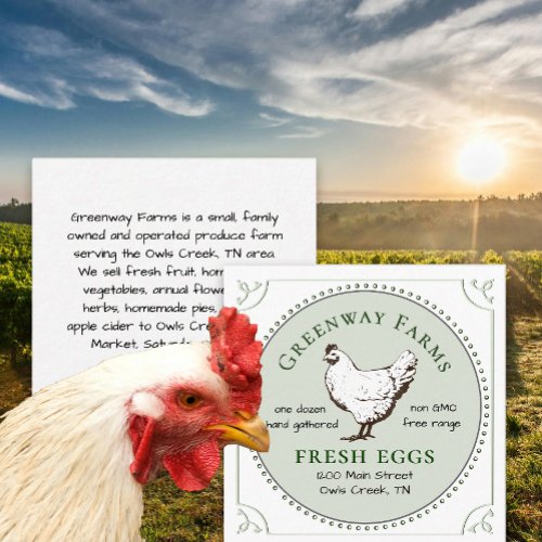 Farm Name Fresh Eggs Business Card with Hen