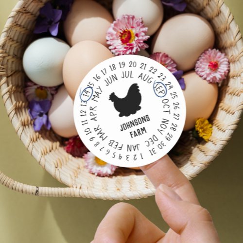 Farm Name  Fresh Farm Eggs Carton Date Wheel Classic Round Sticker